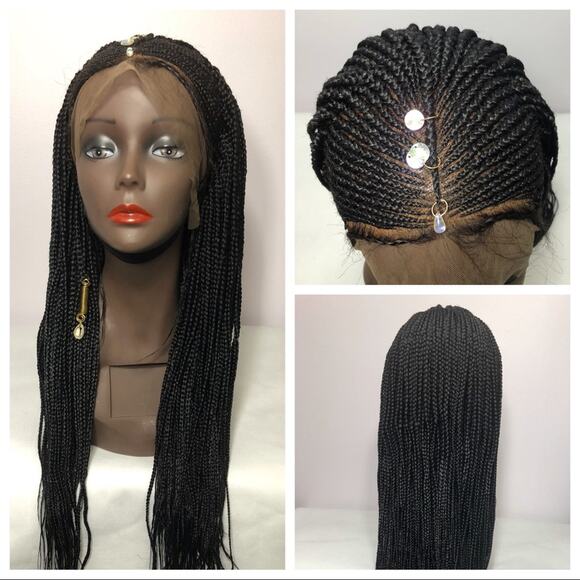 Gwen frontal braided wig-Black